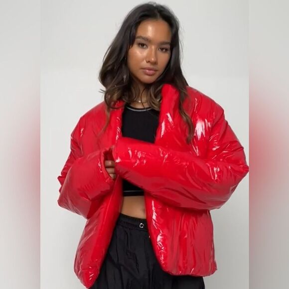 NWT Club Paradise Unisex Paxton Puffer Jacket No Front Closure - Red - Large - Picture 2 of 6